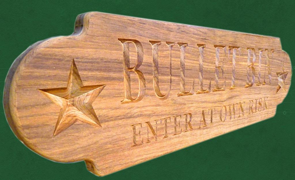 BULLET BIN custom nameboard