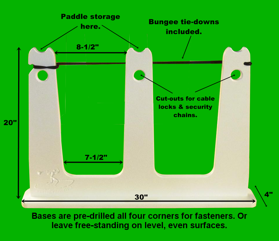 Double touring sup rack on green - annotated