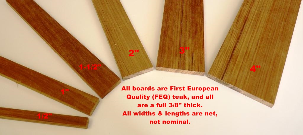 3-8ths inch teak examples in a group