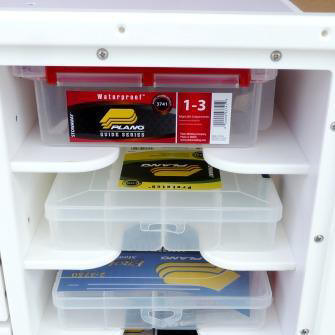 3 drawer 4 shelf unit plano closeup