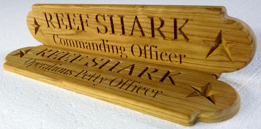 custom name board uscg reef shark officers