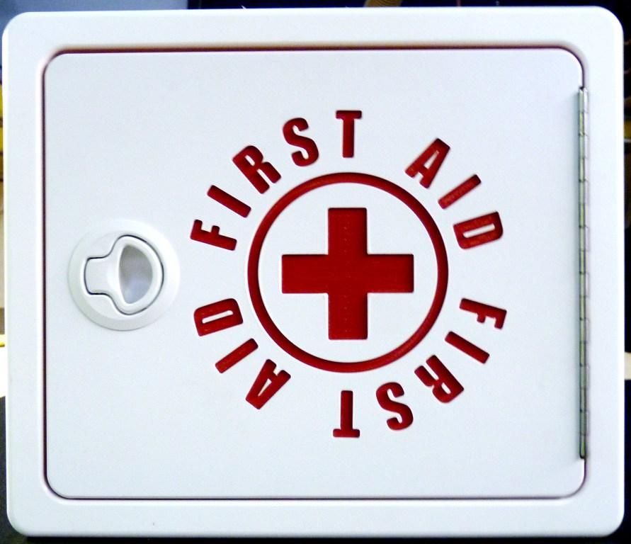 first aid cabinet front view