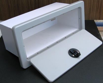 Large Boat Glove Box -- $269.95-- Measures 21W x 7H x 6.75D -- Comes  with Gasketed Door and SS non-locking Latch Included